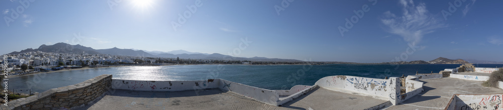 Panorama Naxos Strand St Georgios mit Ruine Panorama Naxos Strand St Georgios mit Ruine
