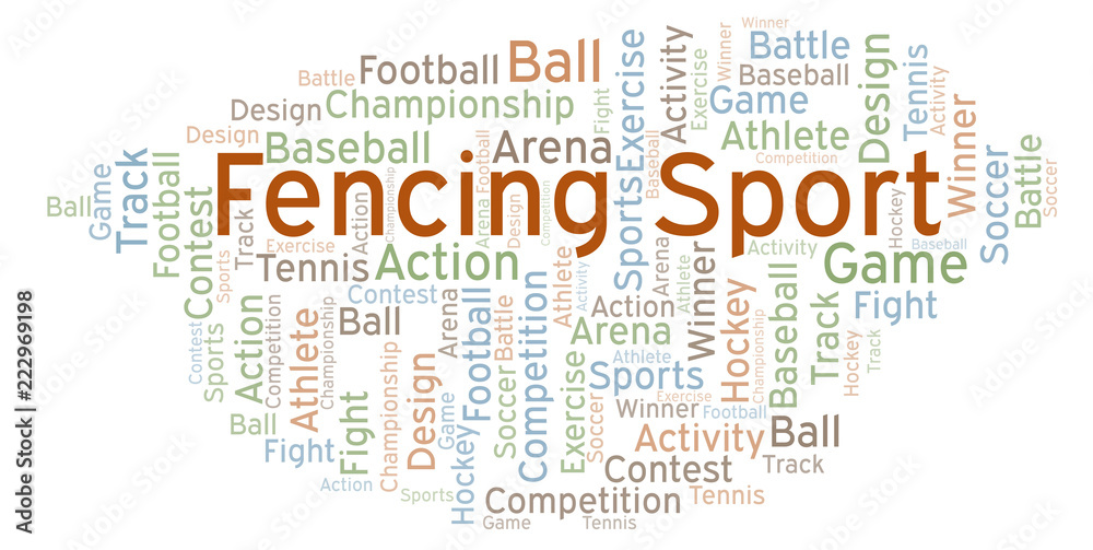 Fencing Sport word cloud.