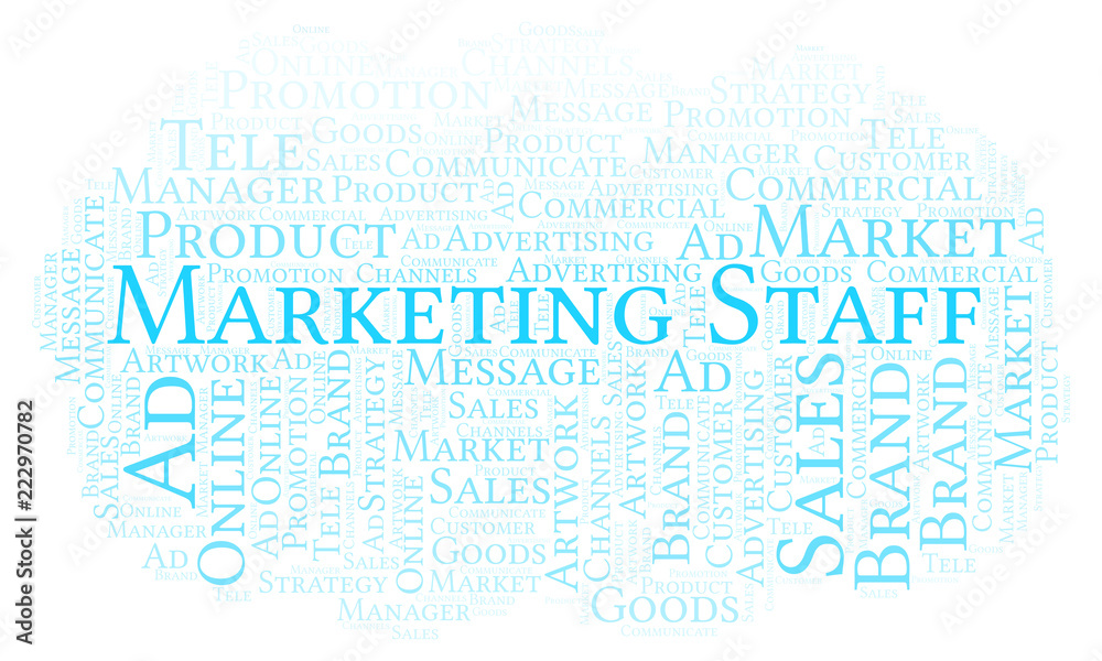 Word cloud with text Marketing Staff.