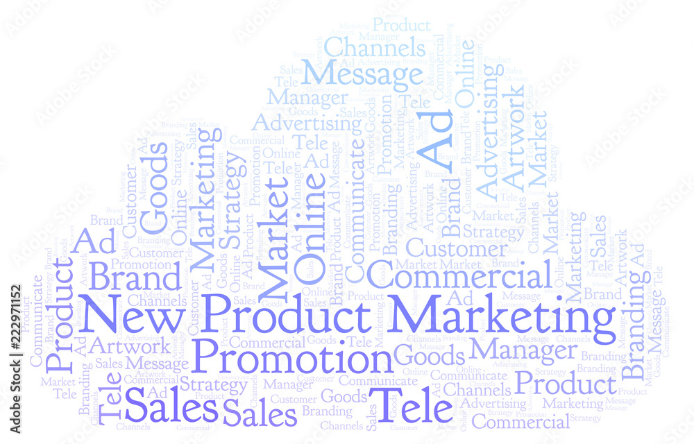 Word cloud with text New Product Marketing.