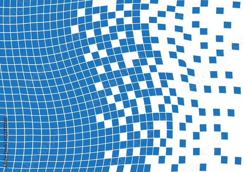 Abstract blue wavy geometric background with squares. Vector illustration