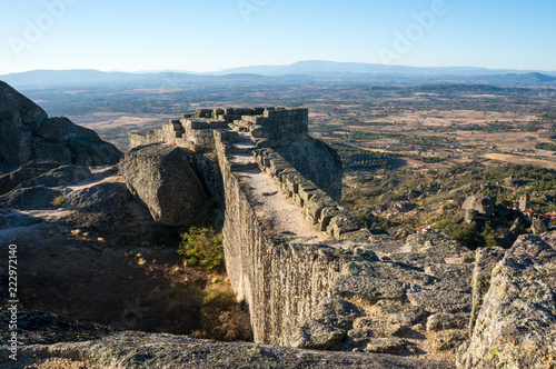 Historical wall of te old castle in Monsanto village, Portugal