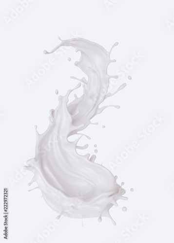 Fotografia milk or yogurt splash isolated on whitee background with clipping path