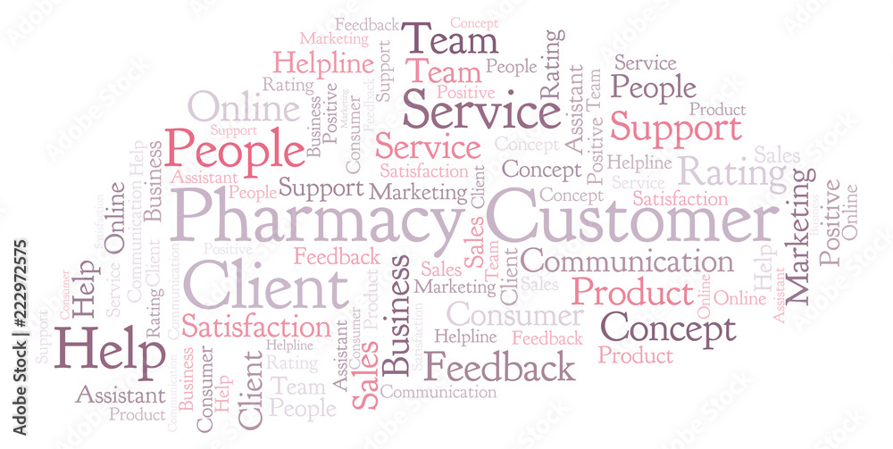 Obraz premium Pharmacy Customer word cloud.