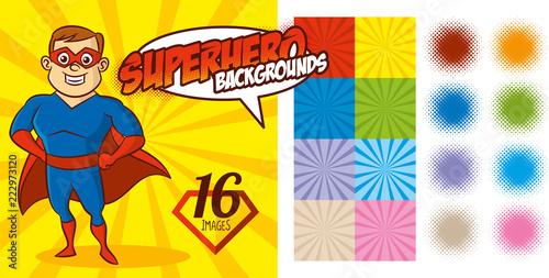 Superhero Background set Super hero character Vector