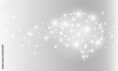 Glowing ai brain network. Vector illustration.