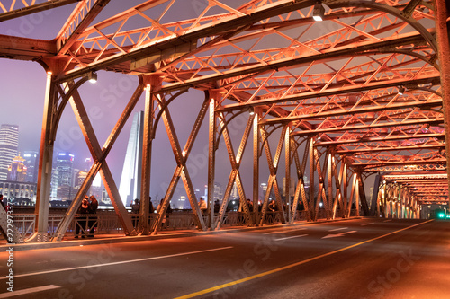 Fototapeta podświetlony, czerwony, żelazny most