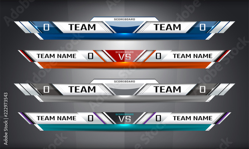 Scoreboard Broadcast Graphic and Lower Thirds Template for sport soccer and football, vector illustration