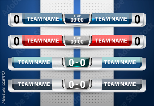 Scoreboard Broadcast Graphic and Lower Thirds Template for sport soccer and football, vector illustration