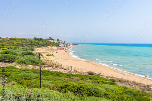 View of the sea and beach leading to Marinella from the Acropolis of the archaeological park of Selinunte, an ancient Greek city on a seaside hill in the south west coast of Sicily. © Roberto
