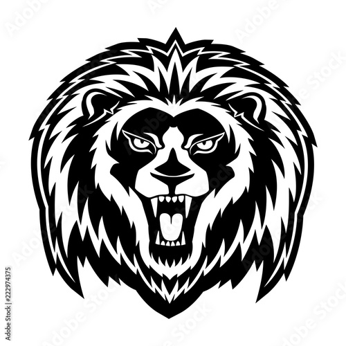 Fototapeta Naklejka Na Ścianę i Meble -  Sign of a black lion on a white background.