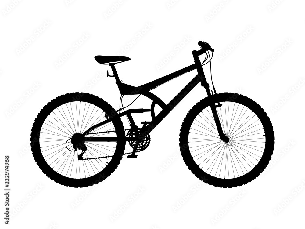 Vector silhouette two suspension mountain bike