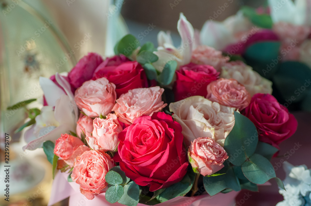 Bridal bouquet of red, pink and white roses Bridal bouquet of red, pink and white roses