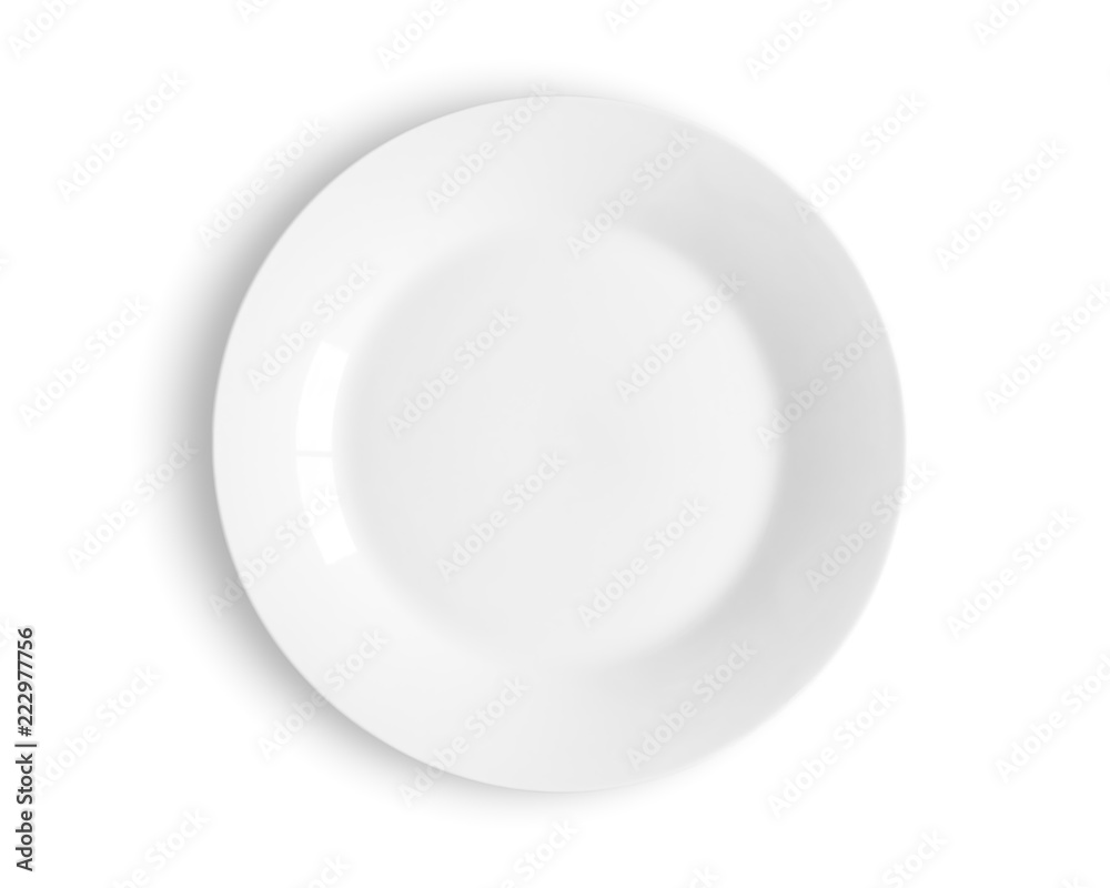 Top view of empty white food dish isolated on white background. Top view of empty white food dish isolated on white background.
