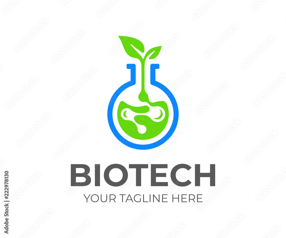 Biotech logo design. Biochemistry connections vector design. Laboratory ...
