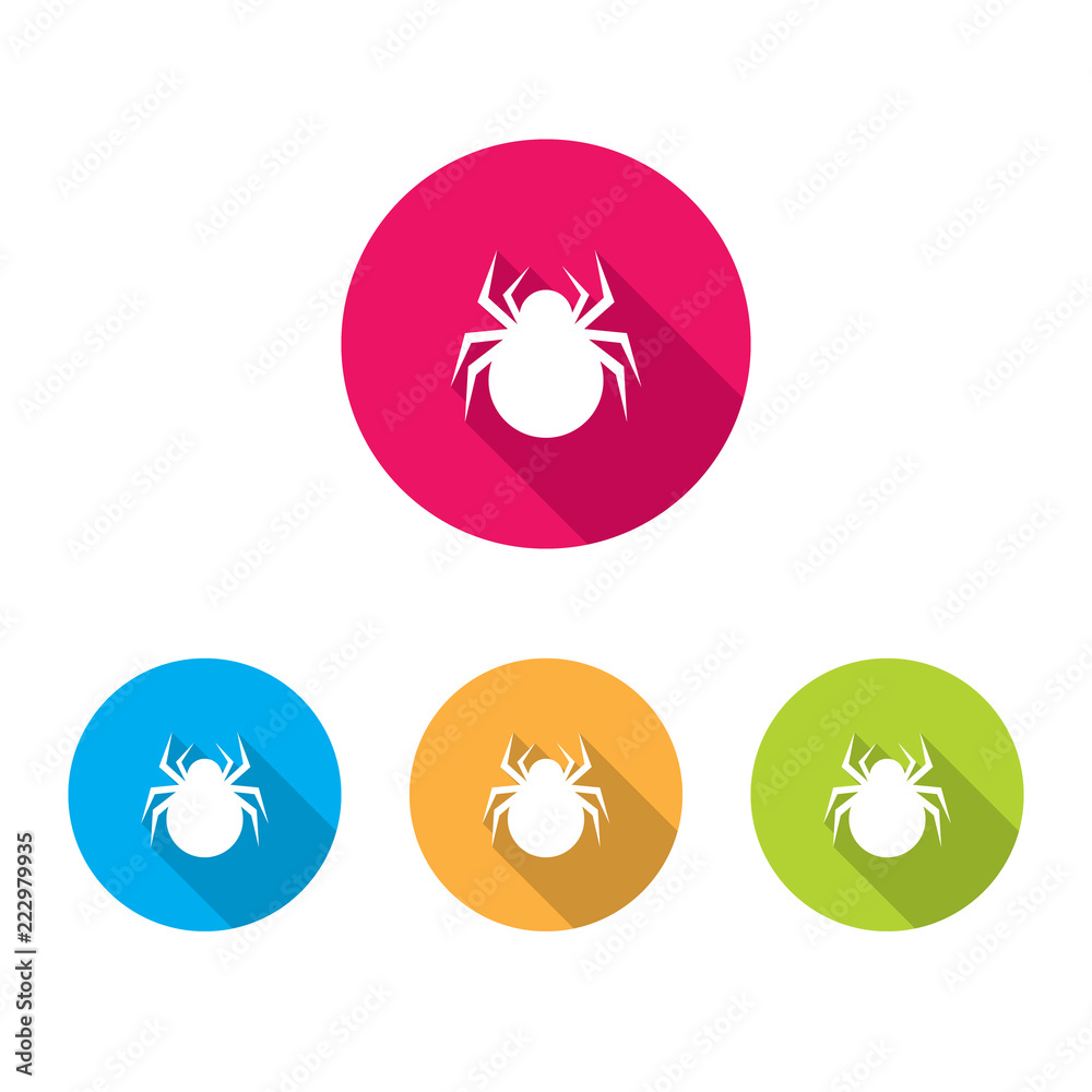 Spider Icons With Long Shadow