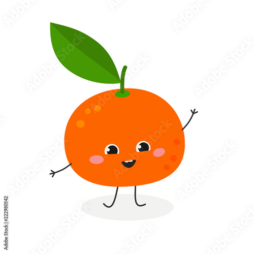 Vector illustration of merry cartoon tangerine