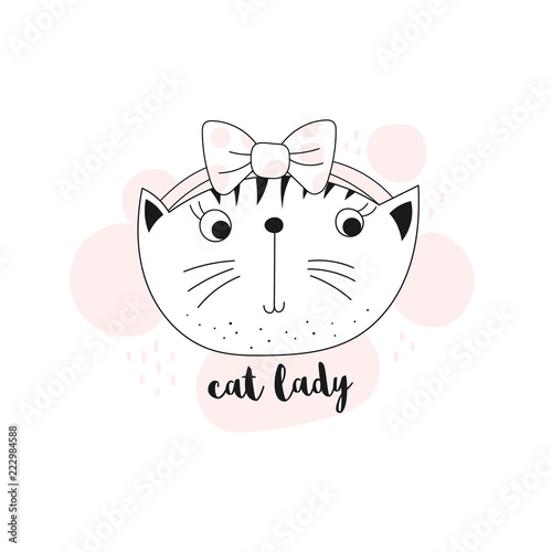 Illustration with cute cat face