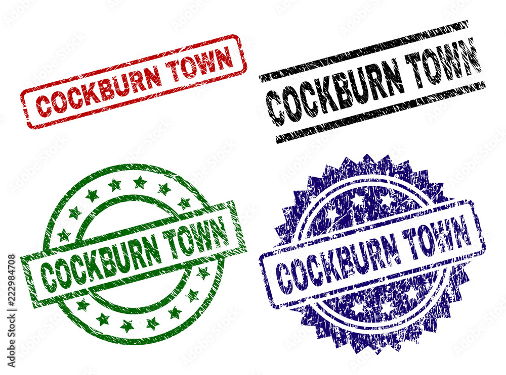 COCKBURN TOWN seal prints with damaged style. Black, green,red,blue vector rubber prints of COCKBURN TOWN label with corroded style. Rubber seals with round, rectangle, rosette shapes. COCKBURN TOWN seal prints with damaged style. Black, green,red,blue vector rubber prints of COCKBURN TOWN label with corroded style. Rubber seals with round, rectangle, rosette shapes.