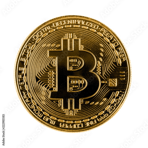 a bitcoin coin on white background
