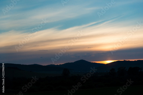 Sunset over the Russian forest, Russian Federation