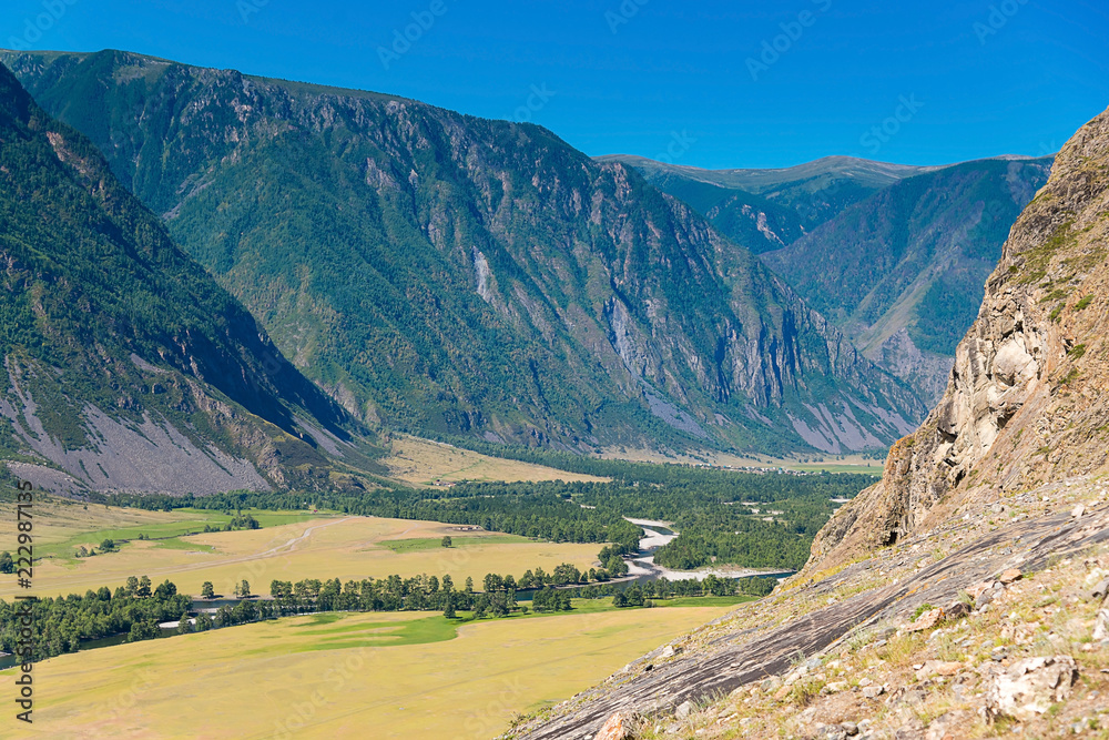 View of the Chulyshman River Valley, Ulagansky District, Altai Republic, Russia