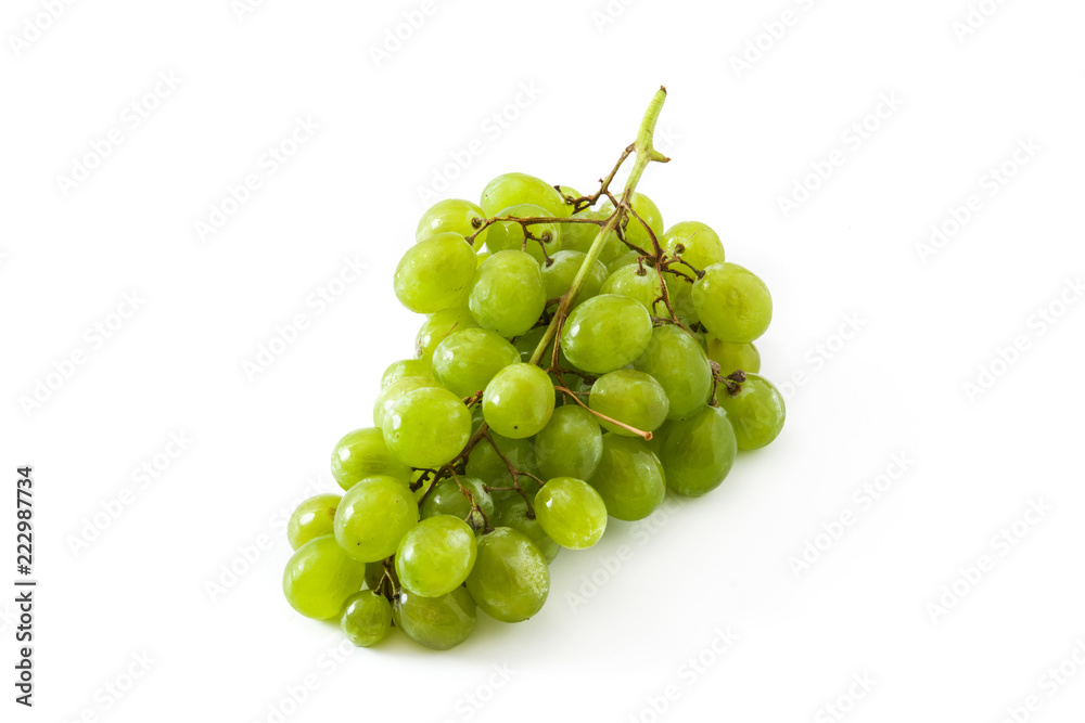 Green grapes isolated on white background

