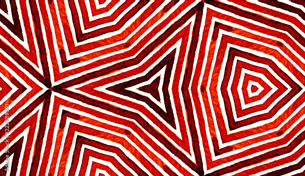 Wine red Geometric Watercolor. Amusing Seamless Pattern. Hand Drawn Stripes. Brush Texture. Mind-blo