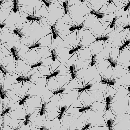 Monochrome Ant Seamless Pattern Representing Teamwork