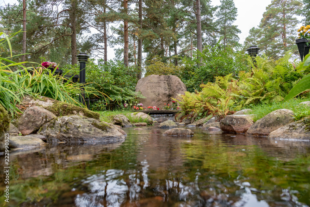 calm and beautiful memorial in a cemetery in Mariestad Sweden