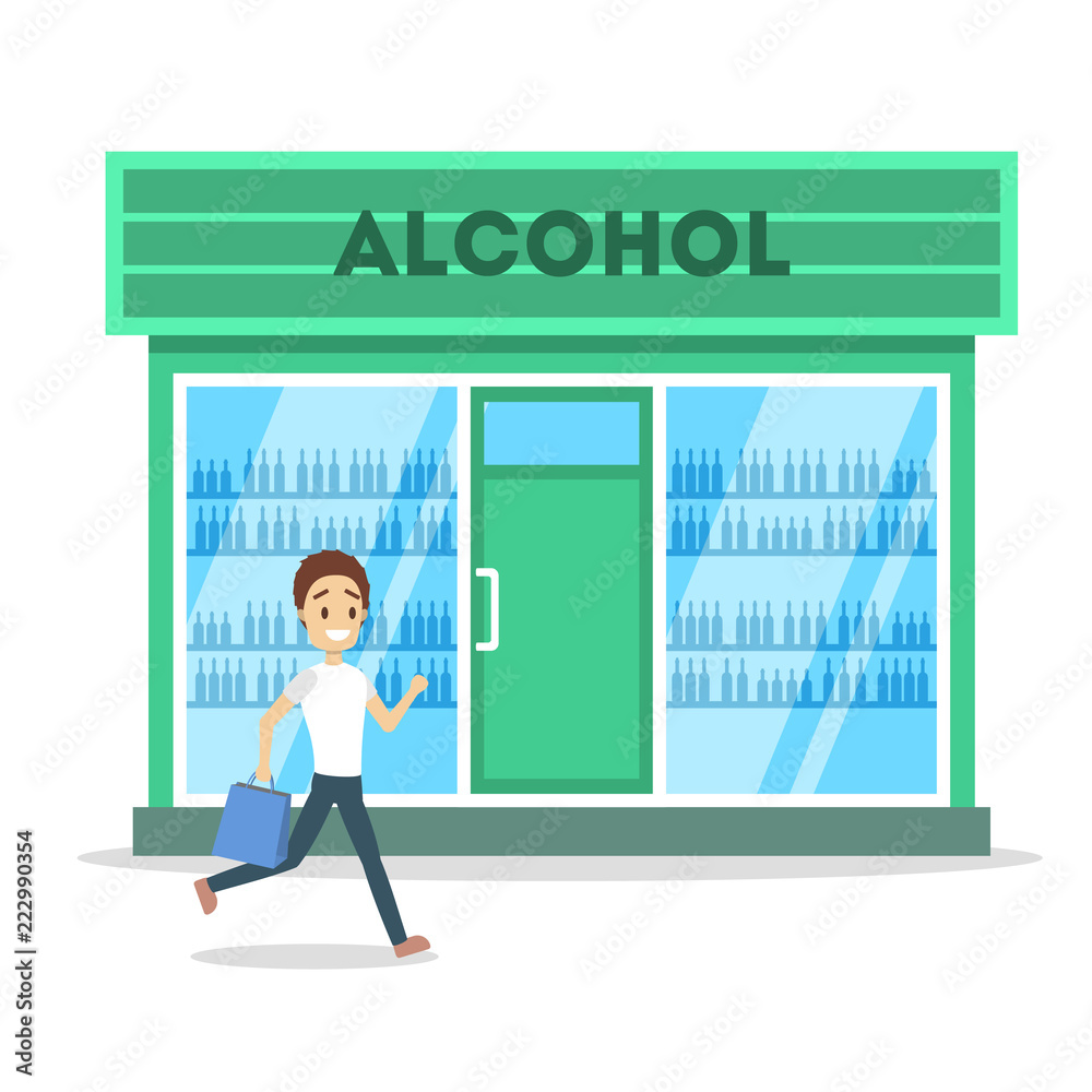Man running to the alcohol store Man running to the alcohol store