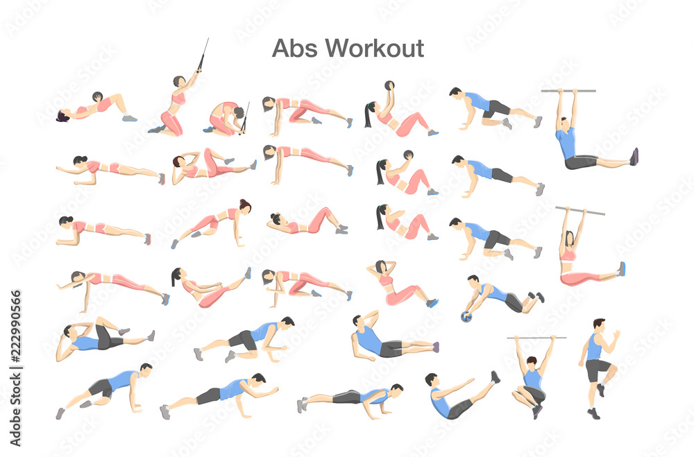 ABS workout for men and women. Sport exercises