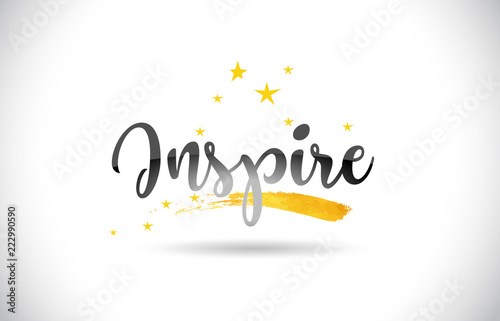 Inspire Word Vector Text with Golden Stars Trail and Handwritten Curved Font.