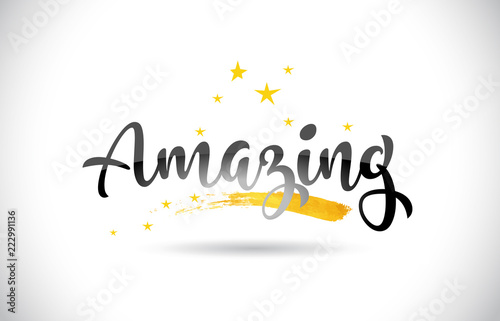 Amazing Word Vector Text with Golden Stars Trail and Handwritten Curved Font. photo