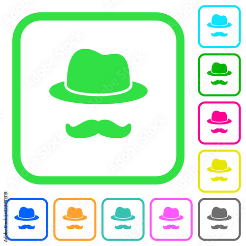 Incognito with mustache vivid colored flat icons