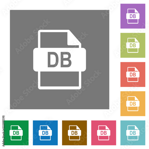 DB file format square flat icons