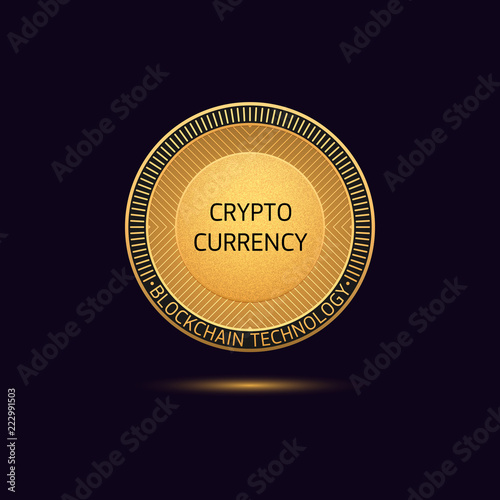 Cryptocurrency golden Coin in Blockchain