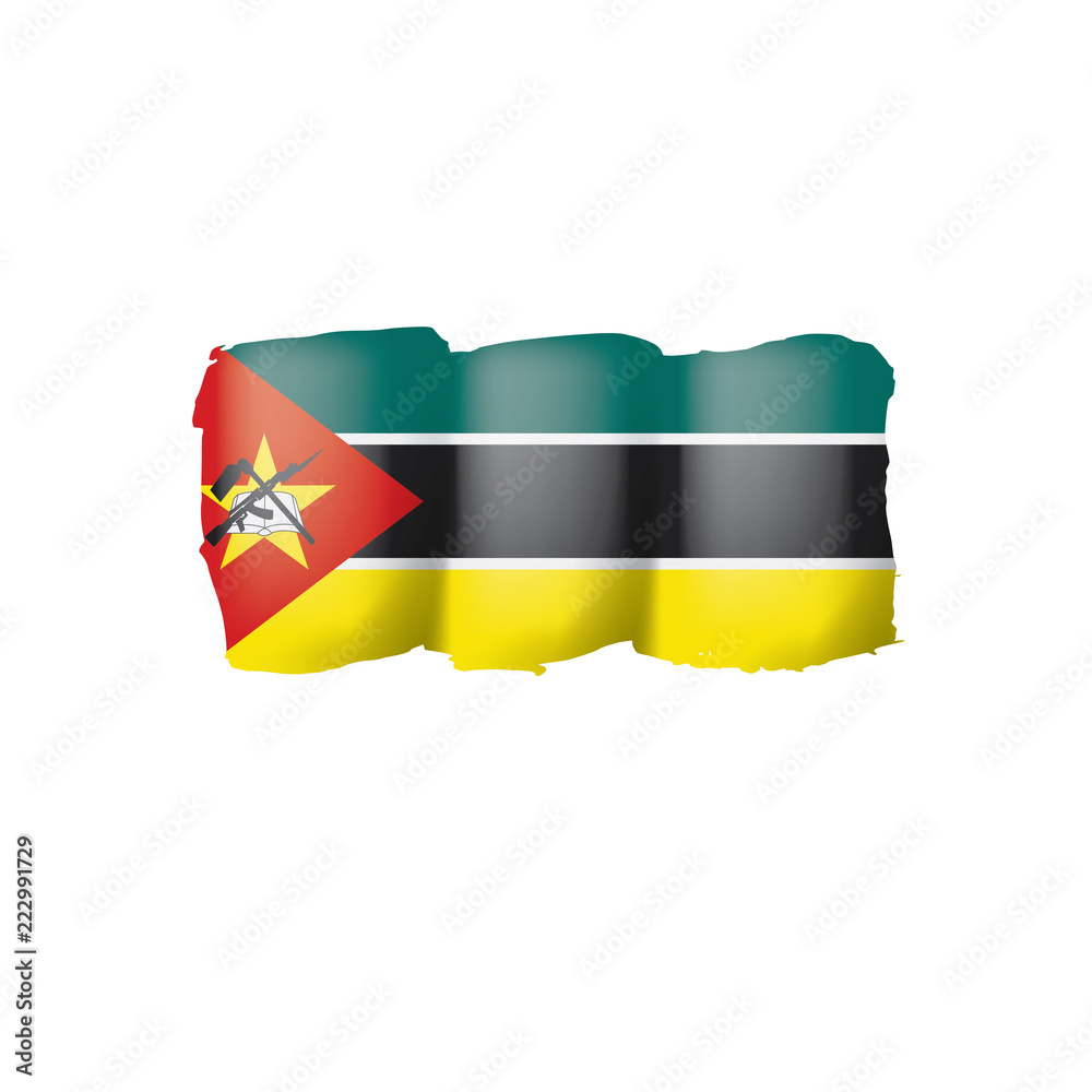 Obraz premium Mozambique flag, vector illustration on a white background