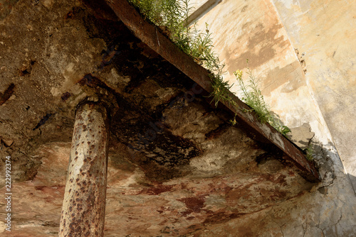 texture of old plaster and rusty metal
