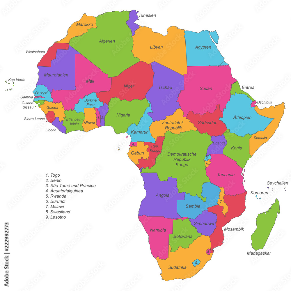 Afrika - politische Karte (beschriftet)