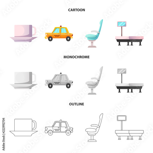 Vector illustration of airport and airplane logo. Set of airport and plane vector icon for stock.