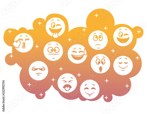 Set of chat emoticons rainbow lines
