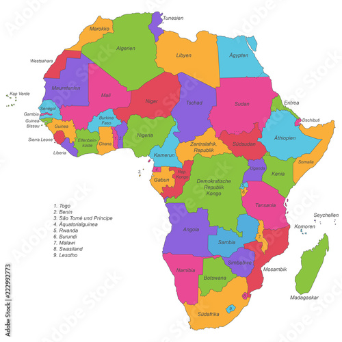Afrika - politische Karte  beschriftet 