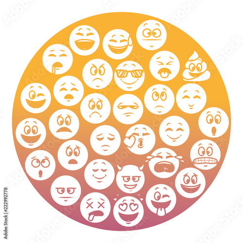 Emoticons pattern background rainbow lines
