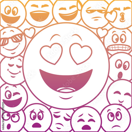 Emoticons pattern background rainbow lines