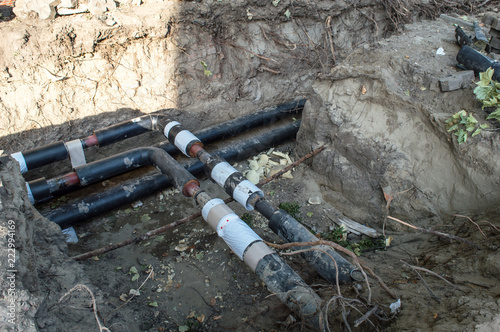 Pipes in the Earthen Trench for Heating System