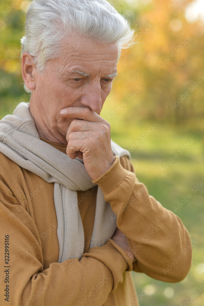 Portrait of senior man posing in park Portrait of senior man posing in park