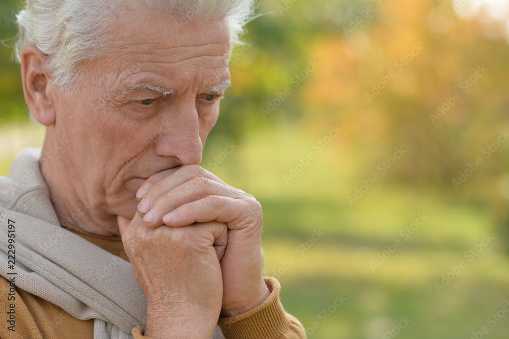 Portrait of senior man posing in park Portrait of senior man posing in park