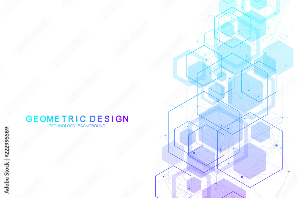Vector abstract background hexagonal molecular structures in technology background and science style. Medical design. Vector illustration Vector abstract background hexagonal molecular structures in technology background and science style. Medical design. Vector illustration