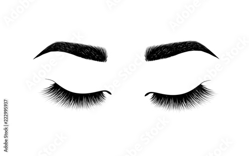 eyebrow perfectly shaped. permanent make-up and tattooing. Cosmetic for eyebrows. Eyelash extension. A beautiful make-up. Thick fuzzy cilia. Mascara for volume and length. photo